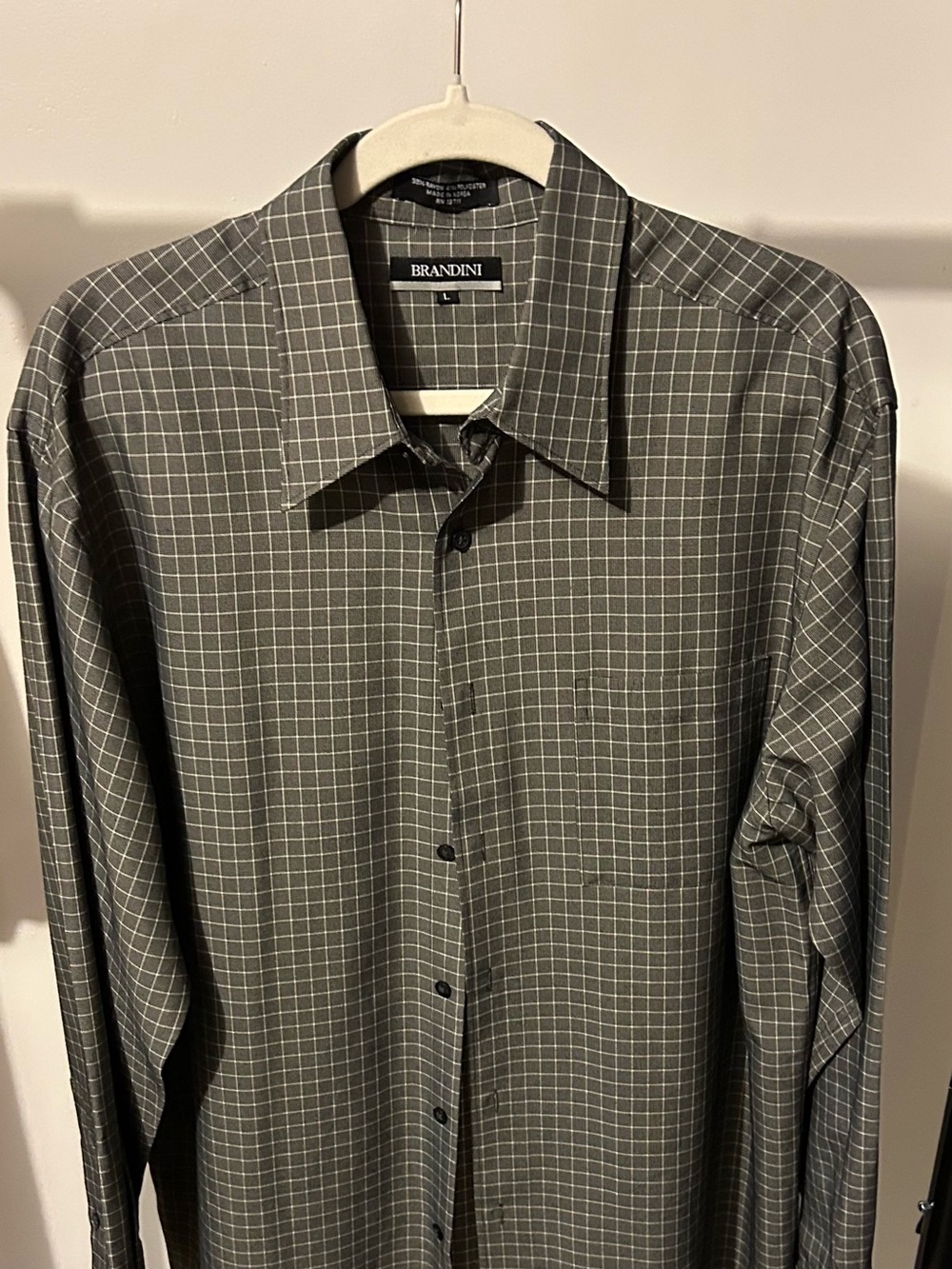 Brandini Men's Gray Windowpane Dress Shirt
